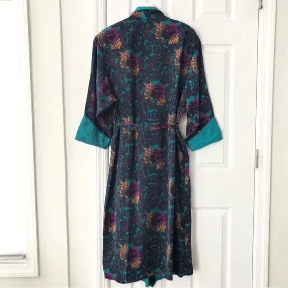 Victoria's Secret Vintage Gold Label Long Robe Tassel Tie Jacquard Trim Medium - Picture 10 of 13